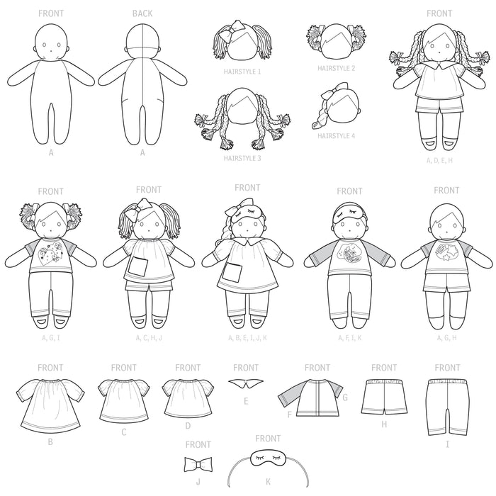 Simplicity Sewing Pattern 9440 Plush Dolls with Clothes from Jaycotts Sewing Supplies