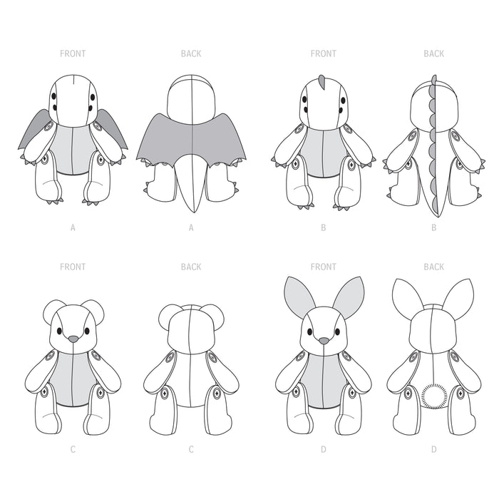 Simplicity Sewing Pattern 9441 13 inch Plushies from Jaycotts Sewing Supplies