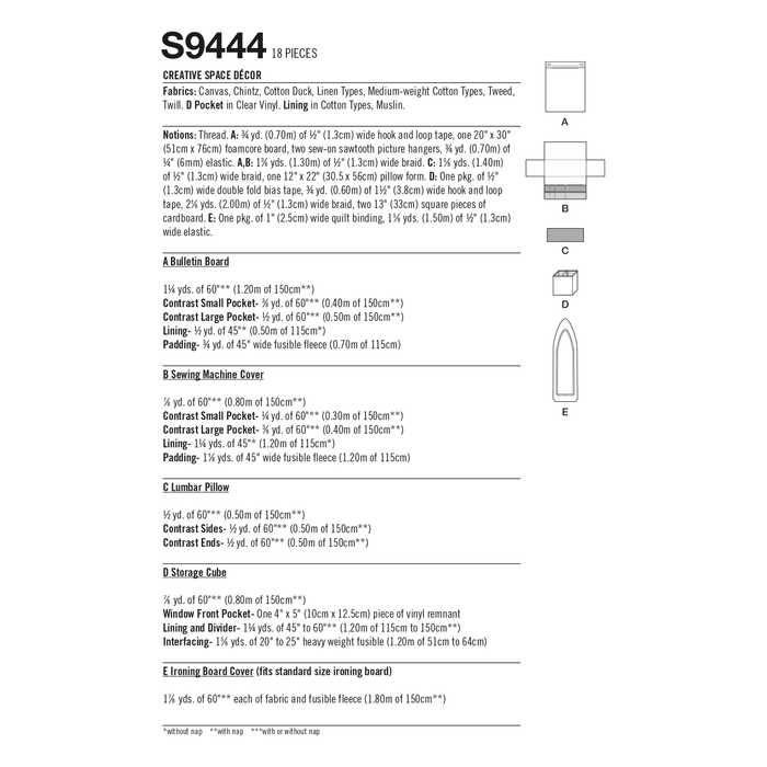 Simplicity Sewing Pattern 9444 Creative Space Décor from Jaycotts Sewing Supplies