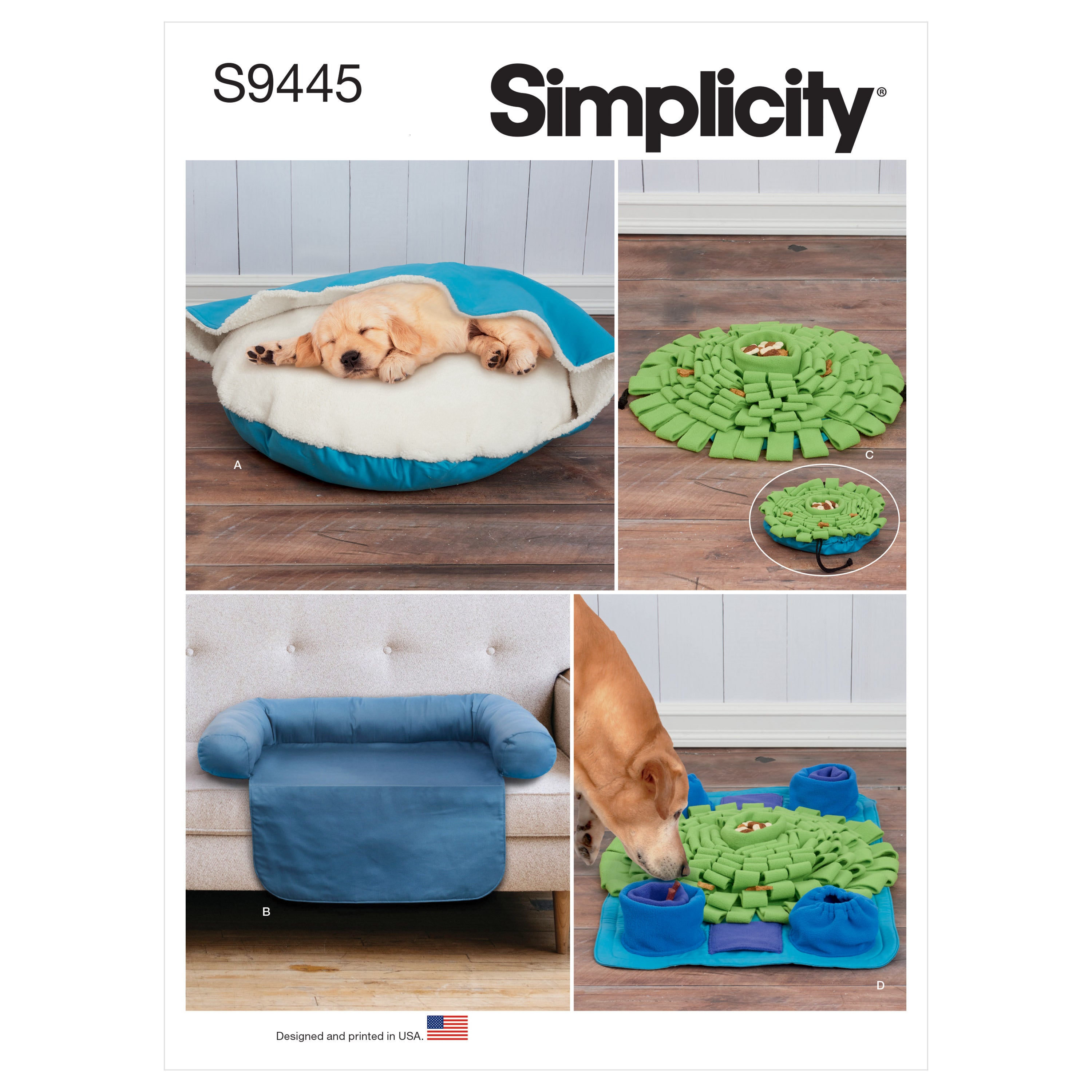 Simplicity Pattern 9445 Pet Bed, Chair Cover and Play Mats from Jaycotts Sewing Supplies