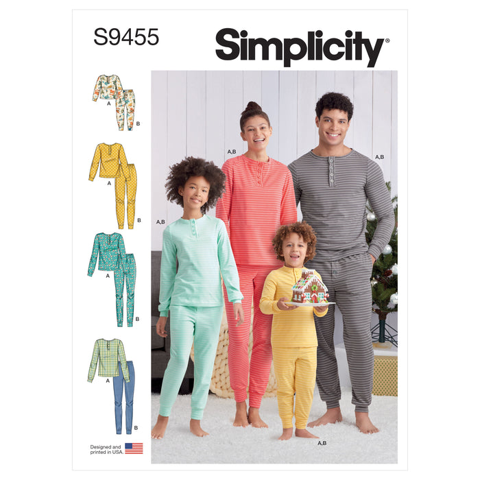 Simplicity Pattern 9455 Misses, Men's and Children's Pyjamas from Jaycotts Sewing Supplies