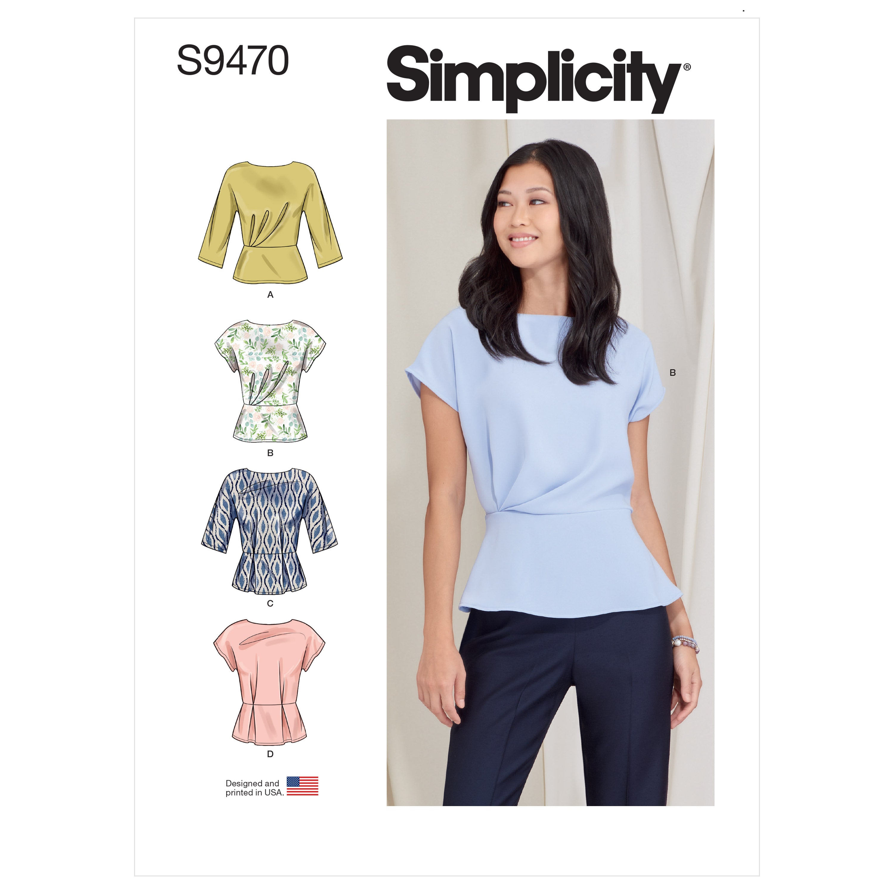 Simplicity Sewing Pattern 9470 Misses Tops from Jaycotts Sewing Supplies