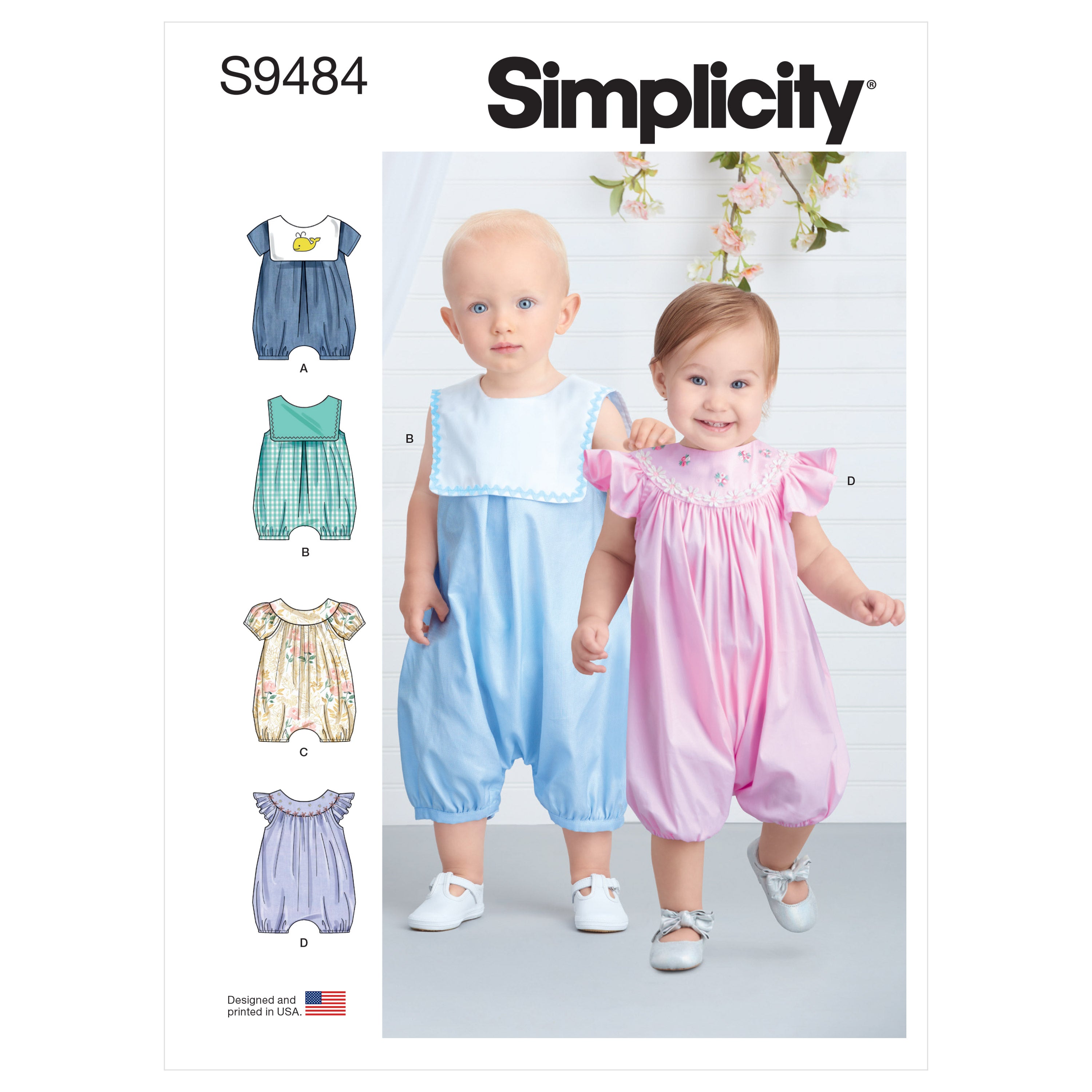 Simplicity Sewing Pattern 9484 Babies Rompers from Jaycotts Sewing Supplies