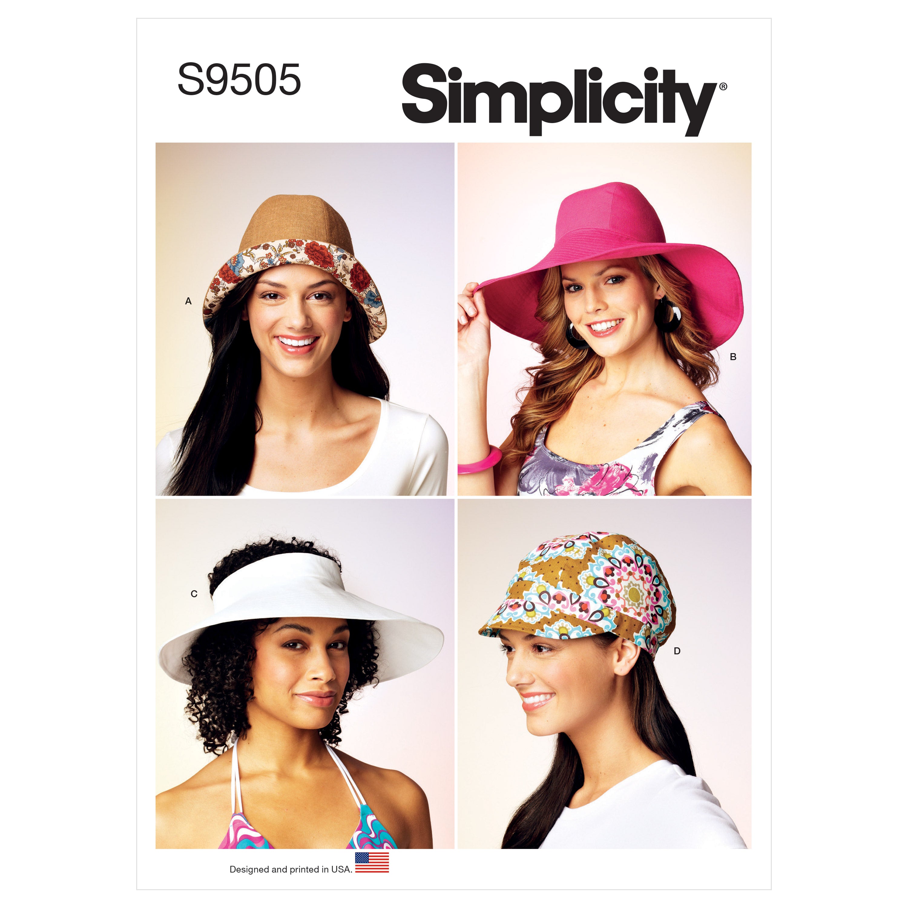 Simplicity 9505 Hats in Four Styles pattern from Jaycotts Sewing Supplies