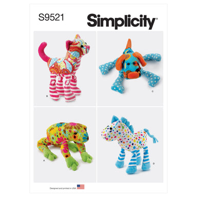 Simplicity 9521 Plush Animals sewing pattern from Jaycotts Sewing Supplies