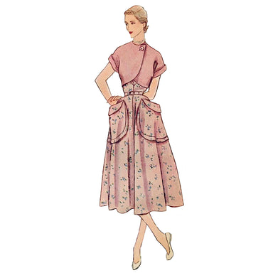 1950s Vintage Sewing Pattern B32 HALTER-NECK DRESS & BOLERO