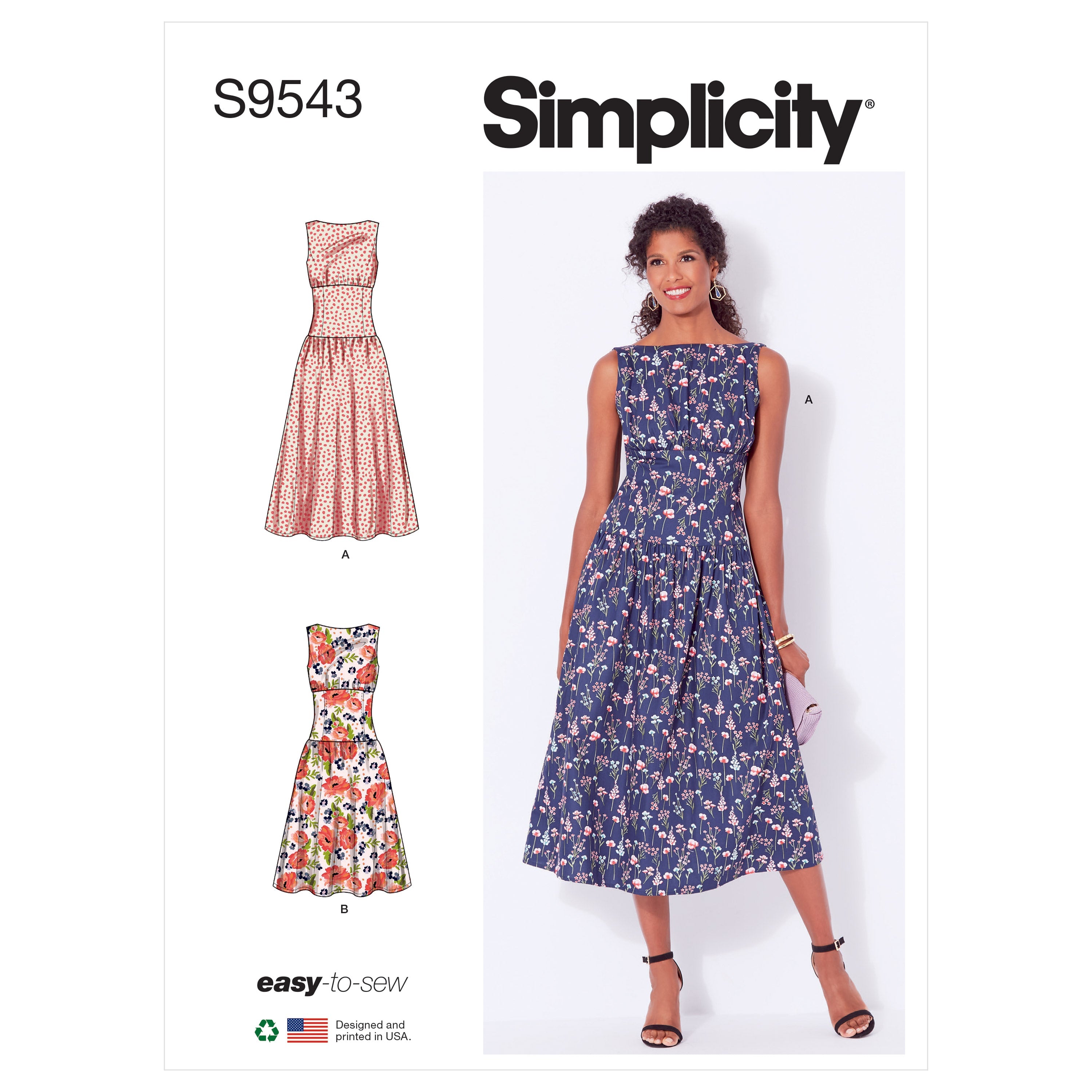 Simplicity pattern 9543 Midi or Knee Length Dresses from Jaycotts Sewing Supplies