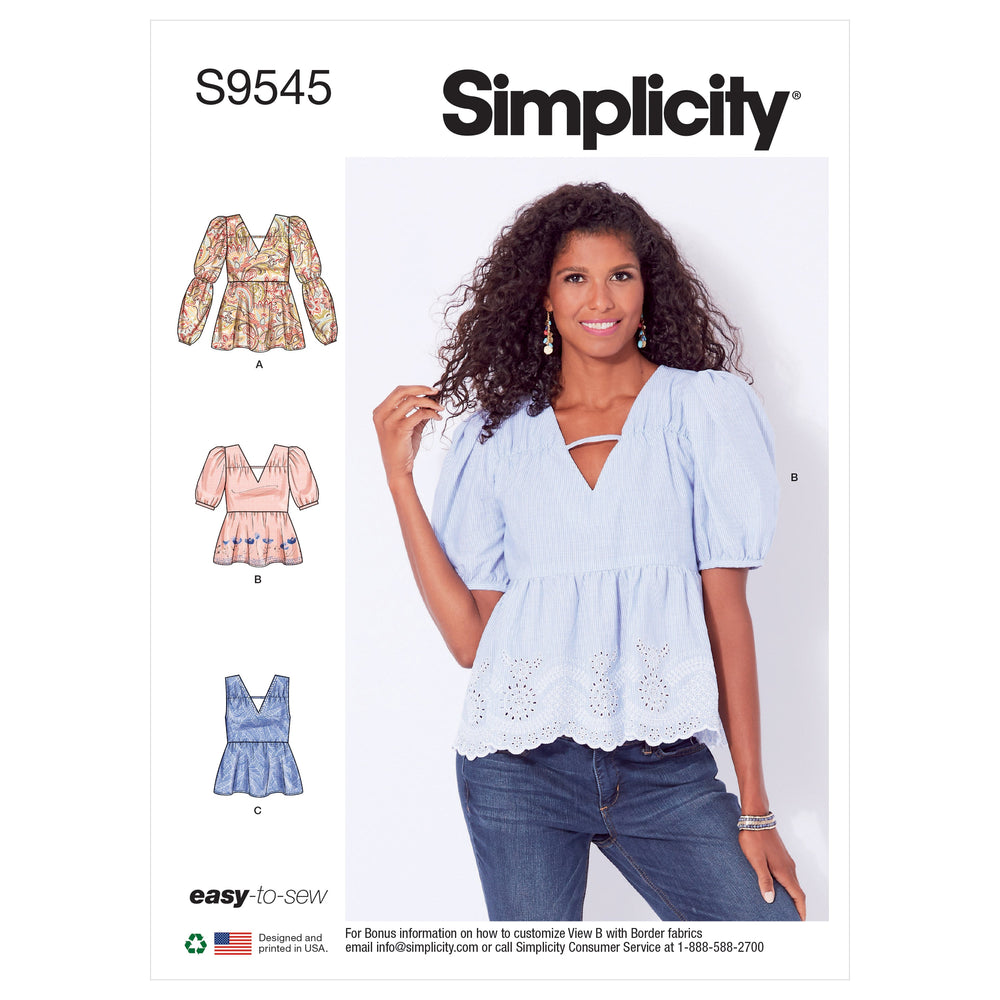 Simplicity 9545 Easy to Sew Tops pattern from Jaycotts Sewing Supplies