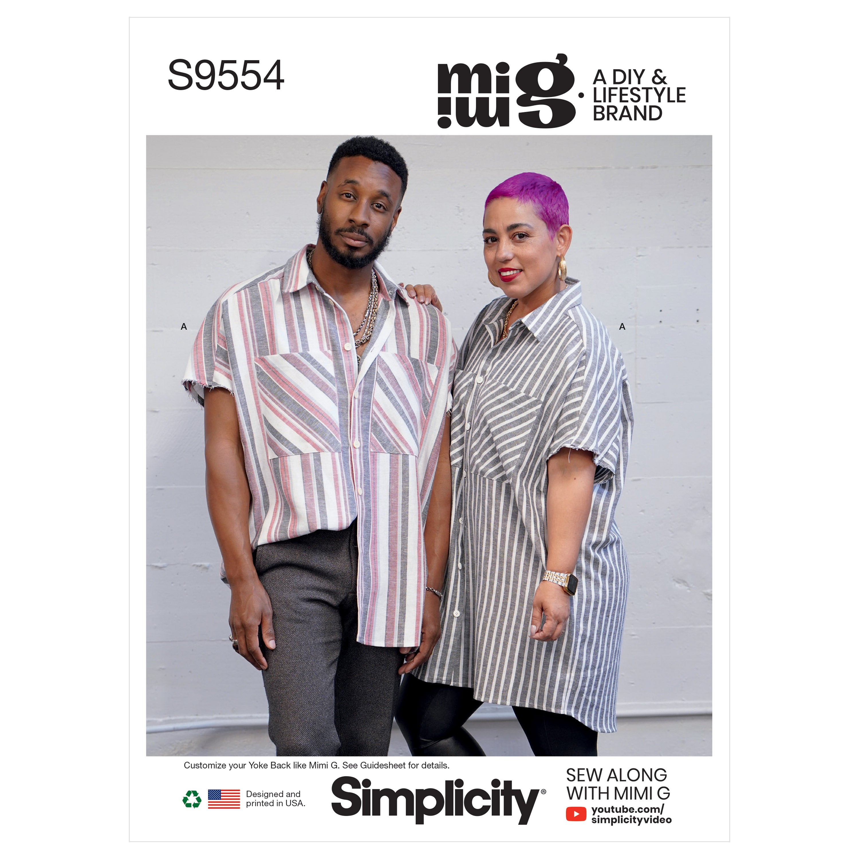 Simplicity 9554 Unisex Shirt in Two Lengths pattern from Jaycotts Sewing Supplies
