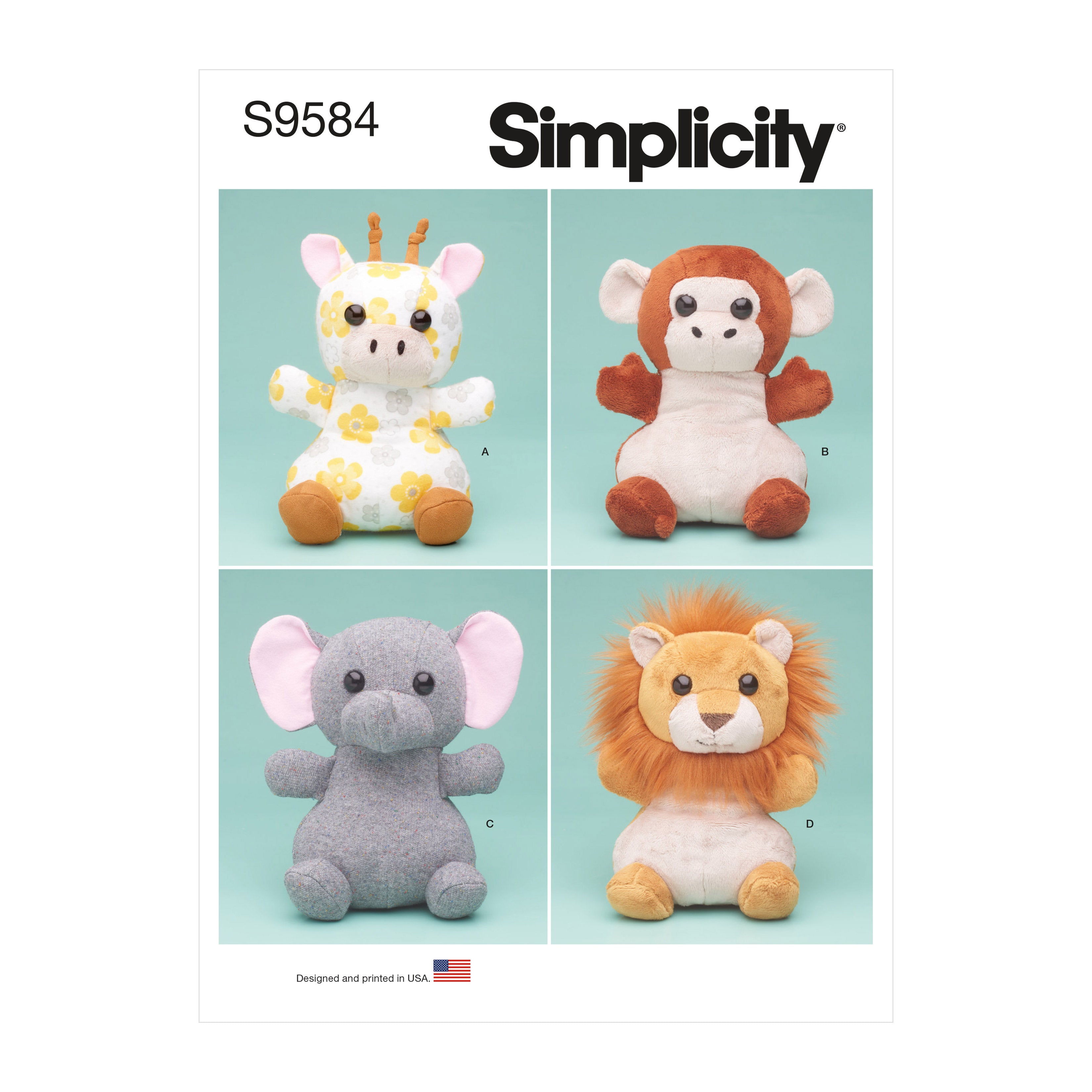 Simplicity Sewing Pattern 9584 Plush Animals from Jaycotts Sewing Supplies