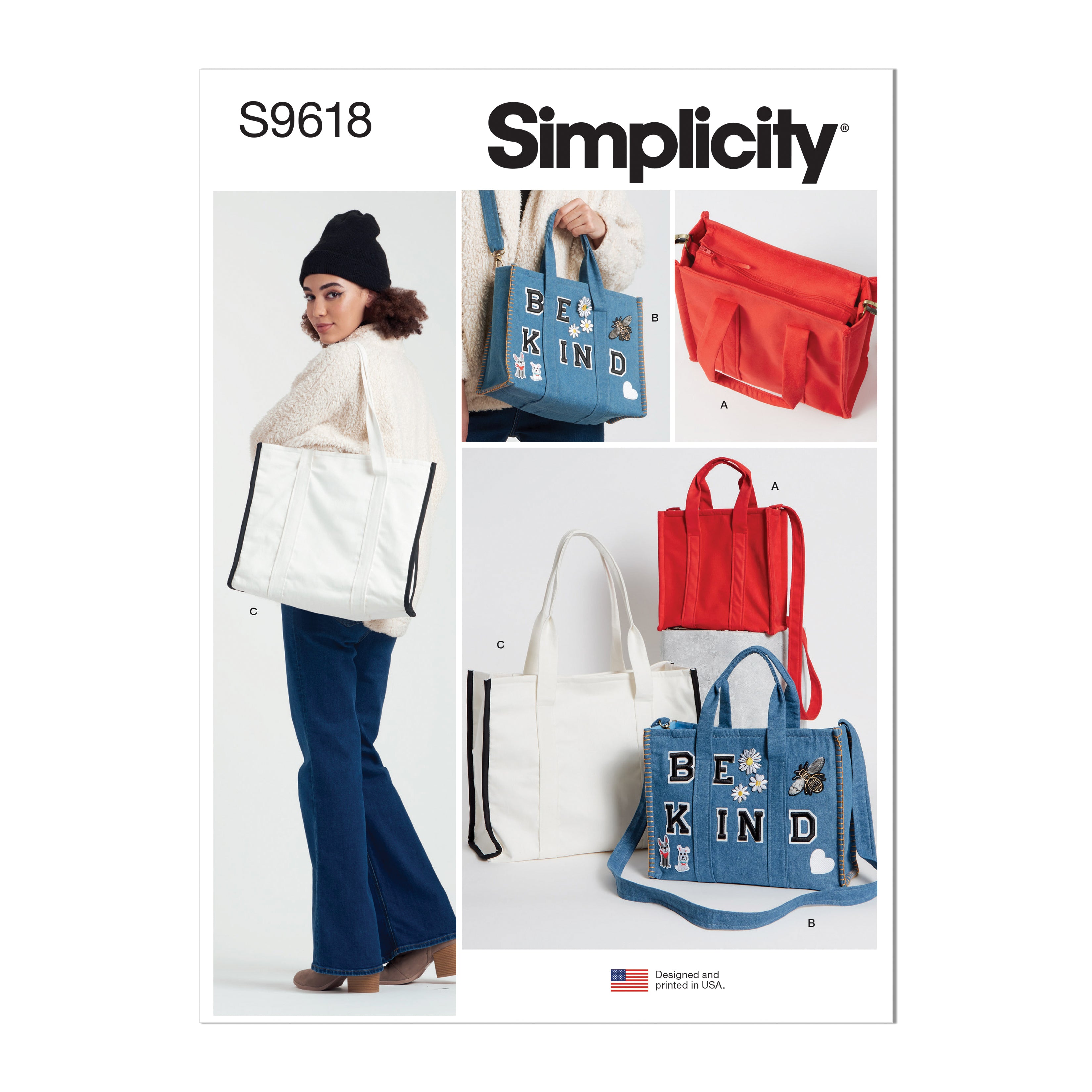 Simplicity sewing pattern 9618 Tote Bag in Three Sizes from Jaycotts Sewing Supplies
