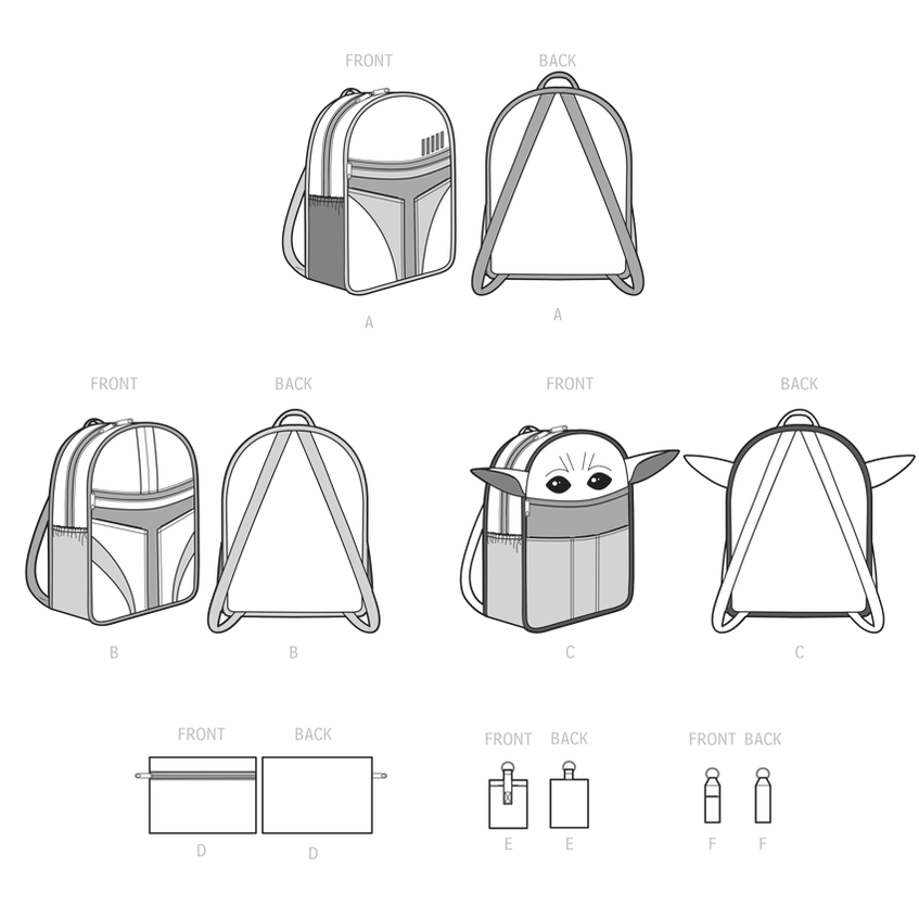 Simplicity 9619 sewing pattern Disney Star Wars Backpacks and ...