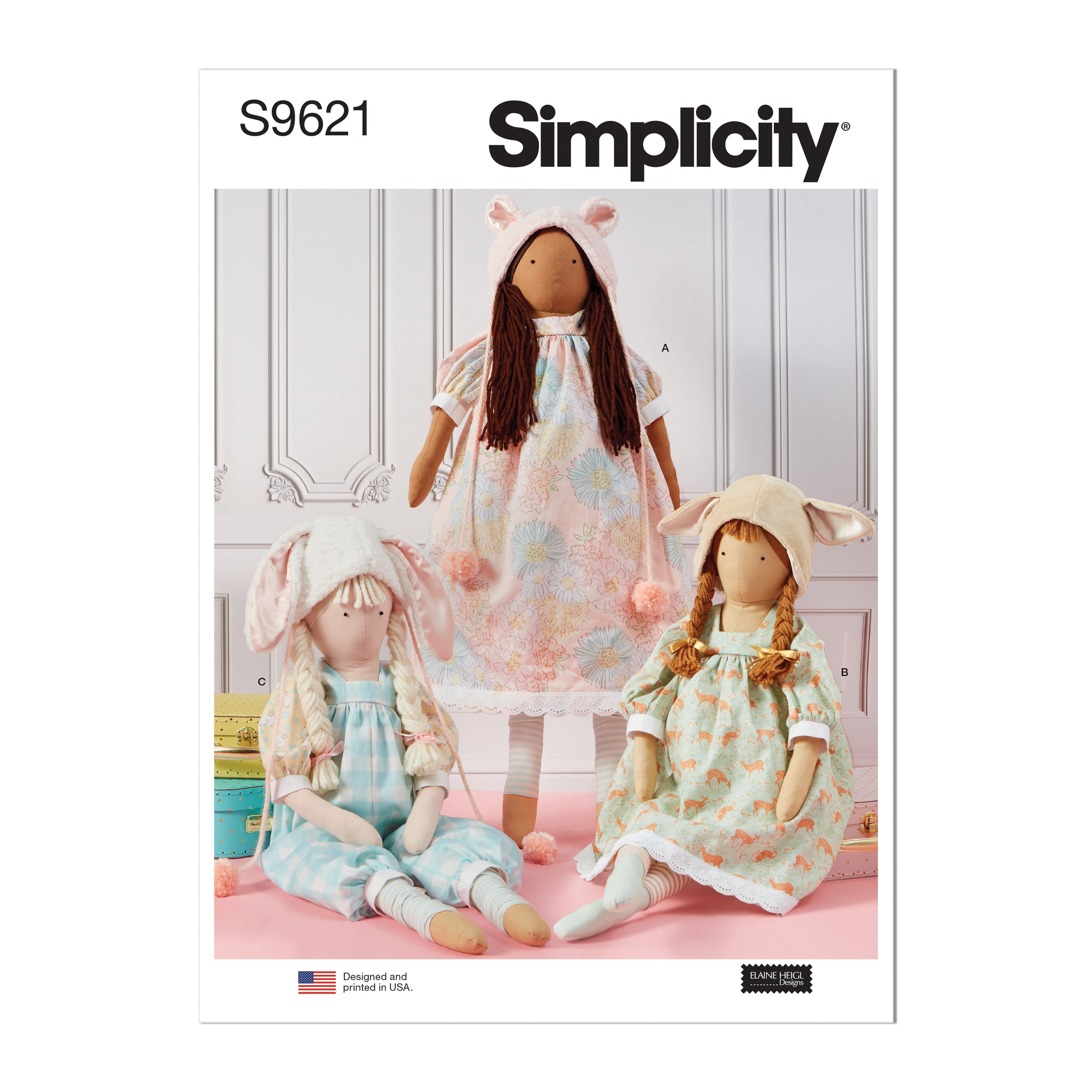 Simplicity 9621 Plush Dolls and Clothes Pattern by Elaine Heigl Designs from Jaycotts Sewing Supplies