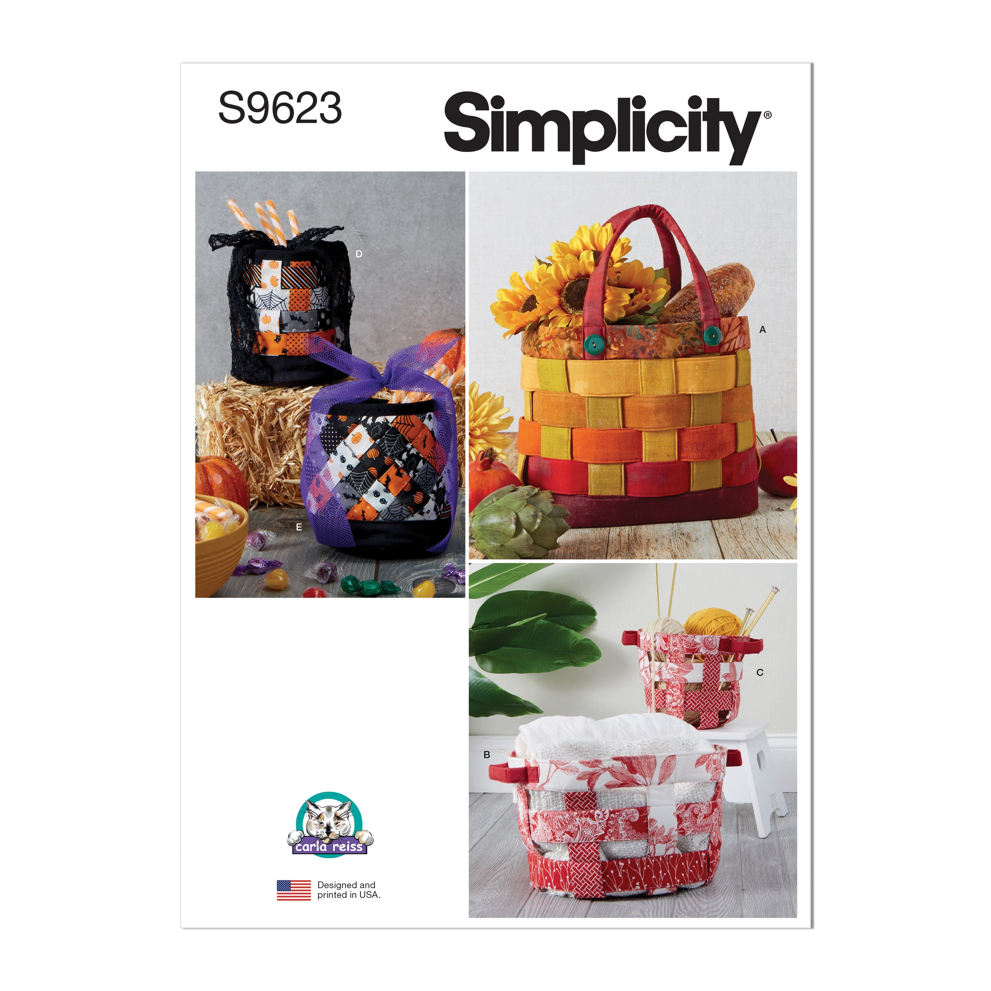 Simplicity sewing pattern 9623 Fabric Baskets by Carla Reiss Design from Jaycotts Sewing Supplies