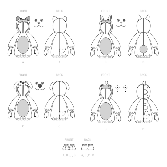 Simplicity sewing pattern 9624 Toddlers' Animal Costumes from Jaycotts Sewing Supplies