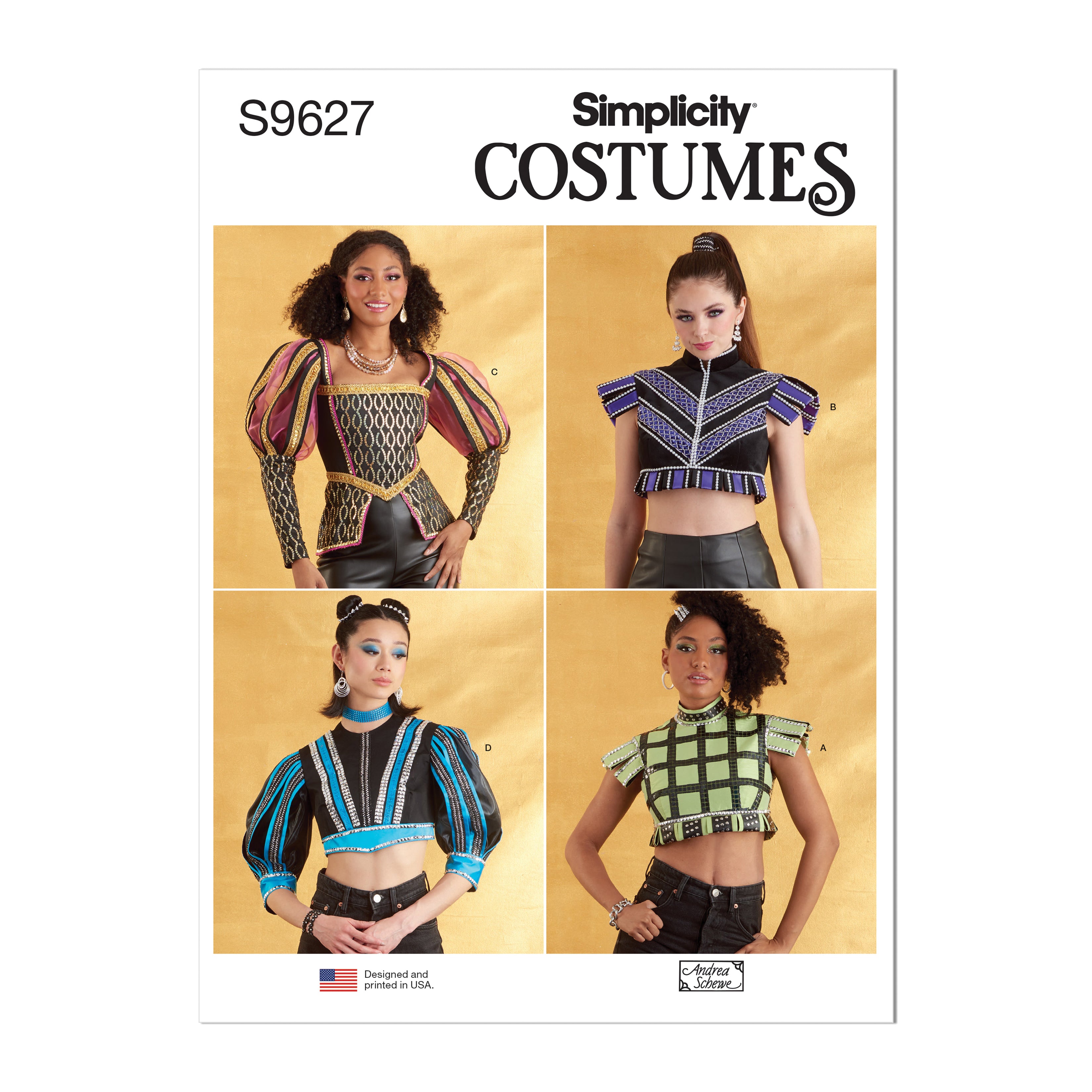 Simplicity sewing pattern 9627 Misses' Costume Tops by Andrea Schewe Designs from Jaycotts Sewing Supplies