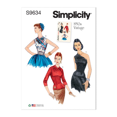 Simplicity sewing pattern 9634 Misses' Vintage Blouses and Cummerbund from Jaycotts Sewing Supplies