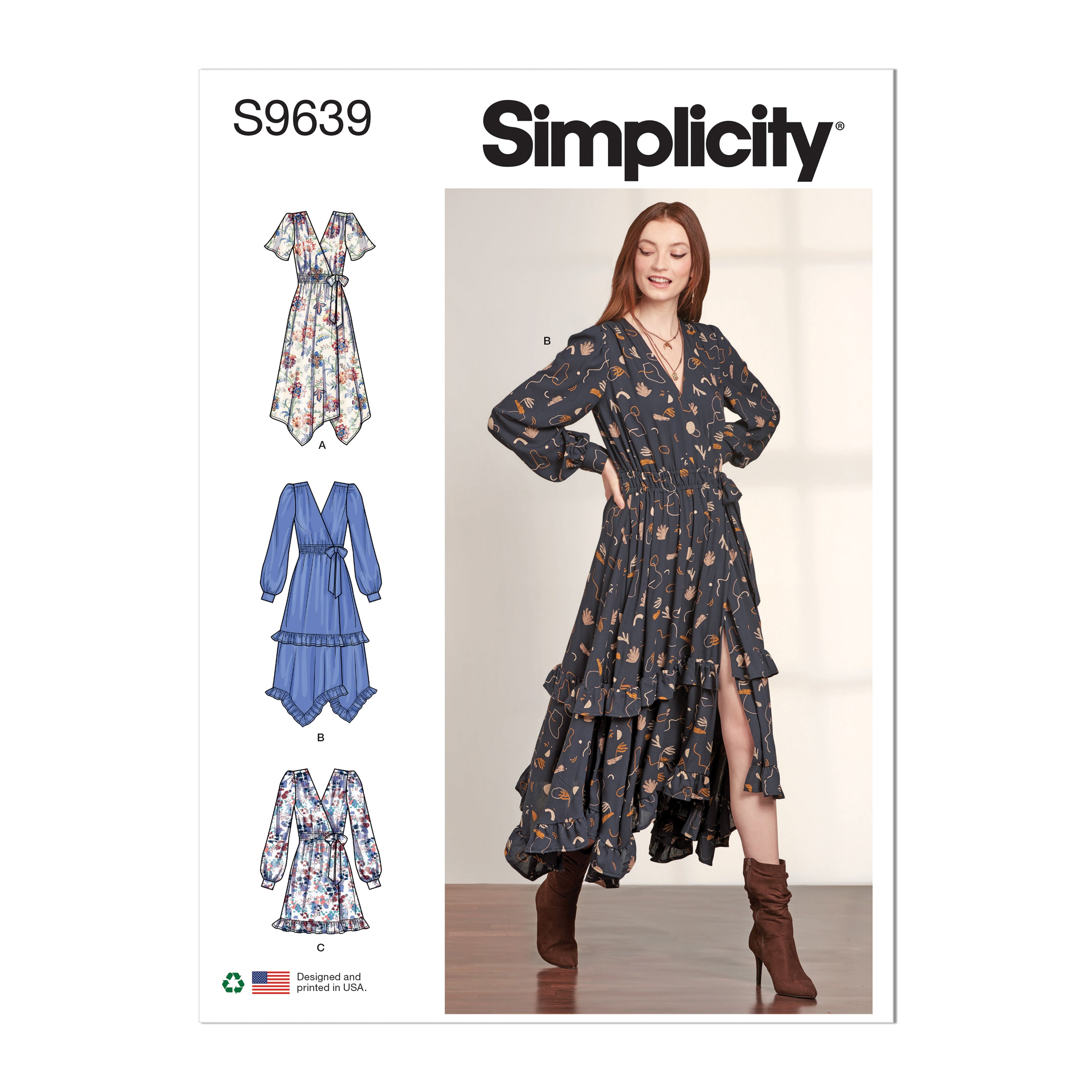 Simplicity sewing pattern 9639 Misses' Midi Wrap Dress from Jaycotts Sewing Supplies