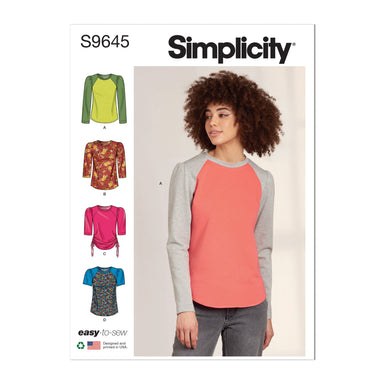 Simplicity sewing pattern 9645 Misses' Knit Tops from Jaycotts Sewing Supplies