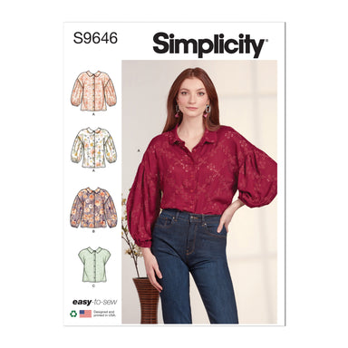Simplicity sewing pattern 9646 Misses' Balloon Sleeves Top from Jaycotts Sewing Supplies