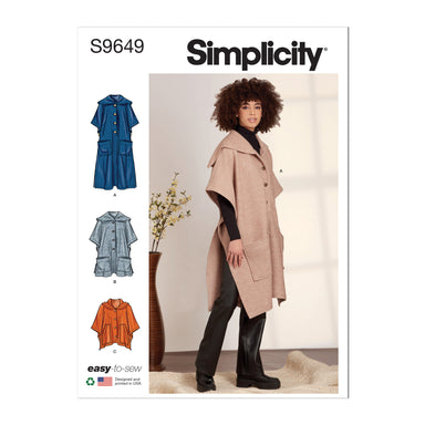 Simplicity sewing pattern 9649 Misses' Ponchos from Jaycotts Sewing Supplies