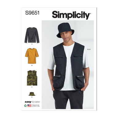 Simplicity sewing pattern 9651 Men's Knit Top, Vest and Hat from Jaycotts Sewing Supplies