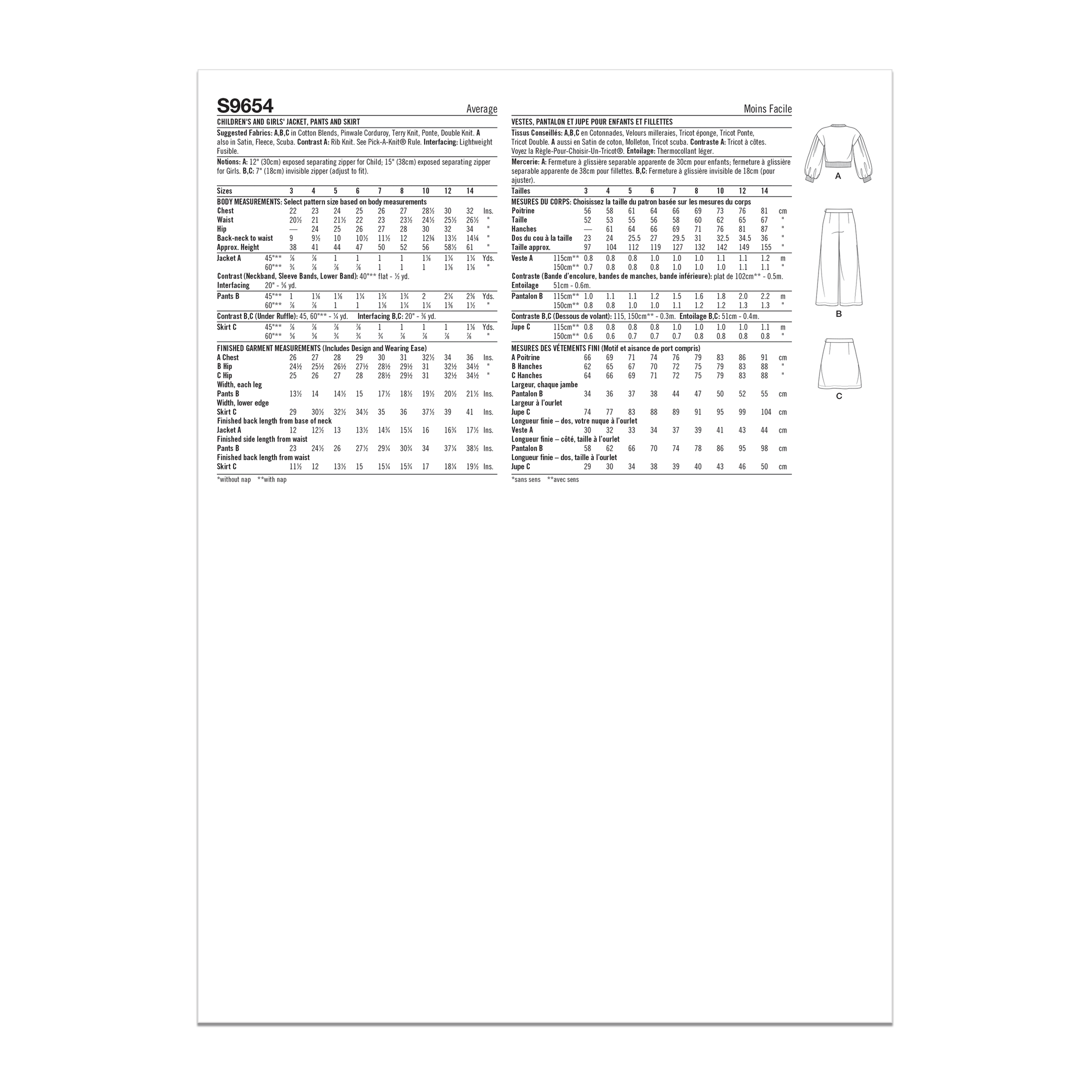 Simplicity 9654 sewing pattern Children's and Girls' Jacket, Pants and ...