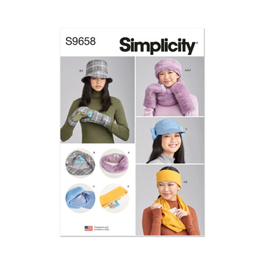 Simplicity pattern 9658 Misses' Hats, Headband, Mittens, Cowl and Infinity Scarf from Jaycotts Sewing Supplies