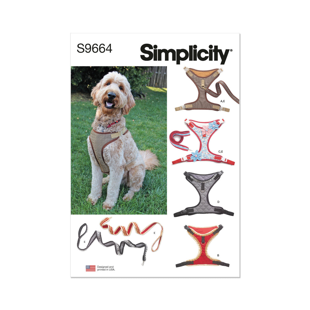 Simplicity pattern 9664 Dog Harness in Sizes S-M-L and Lead from Jaycotts Sewing Supplies