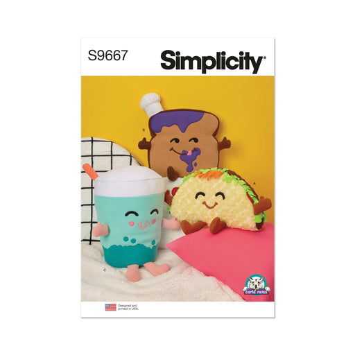 Simplicity pattern 9667 Plush Toys Taco, Toast and Bubble Tea by Carla Reiss from Jaycotts Sewing Supplies