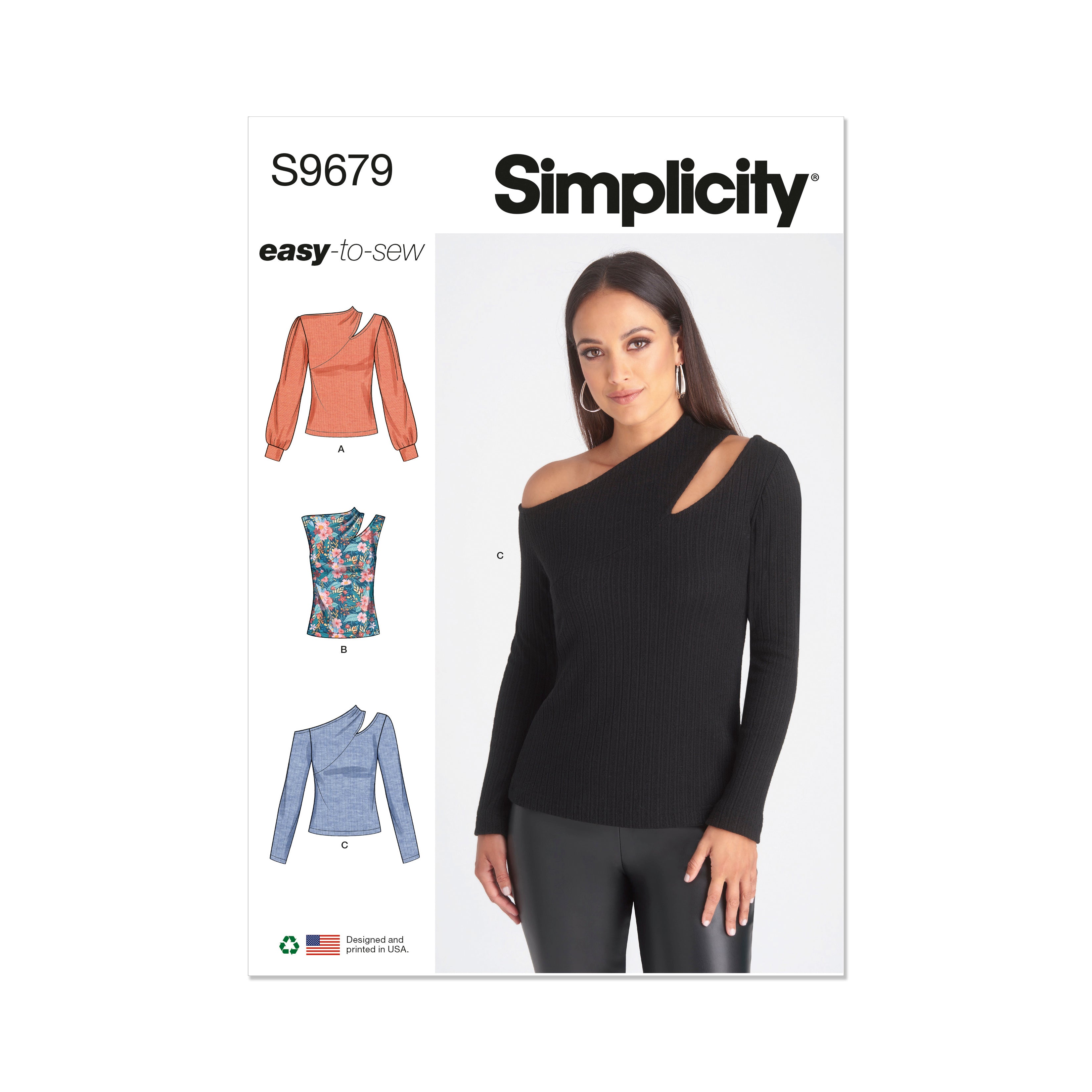 Simplicity pattern 9679 Misses' Knit Top with Sleeve Variations from Jaycotts Sewing Supplies