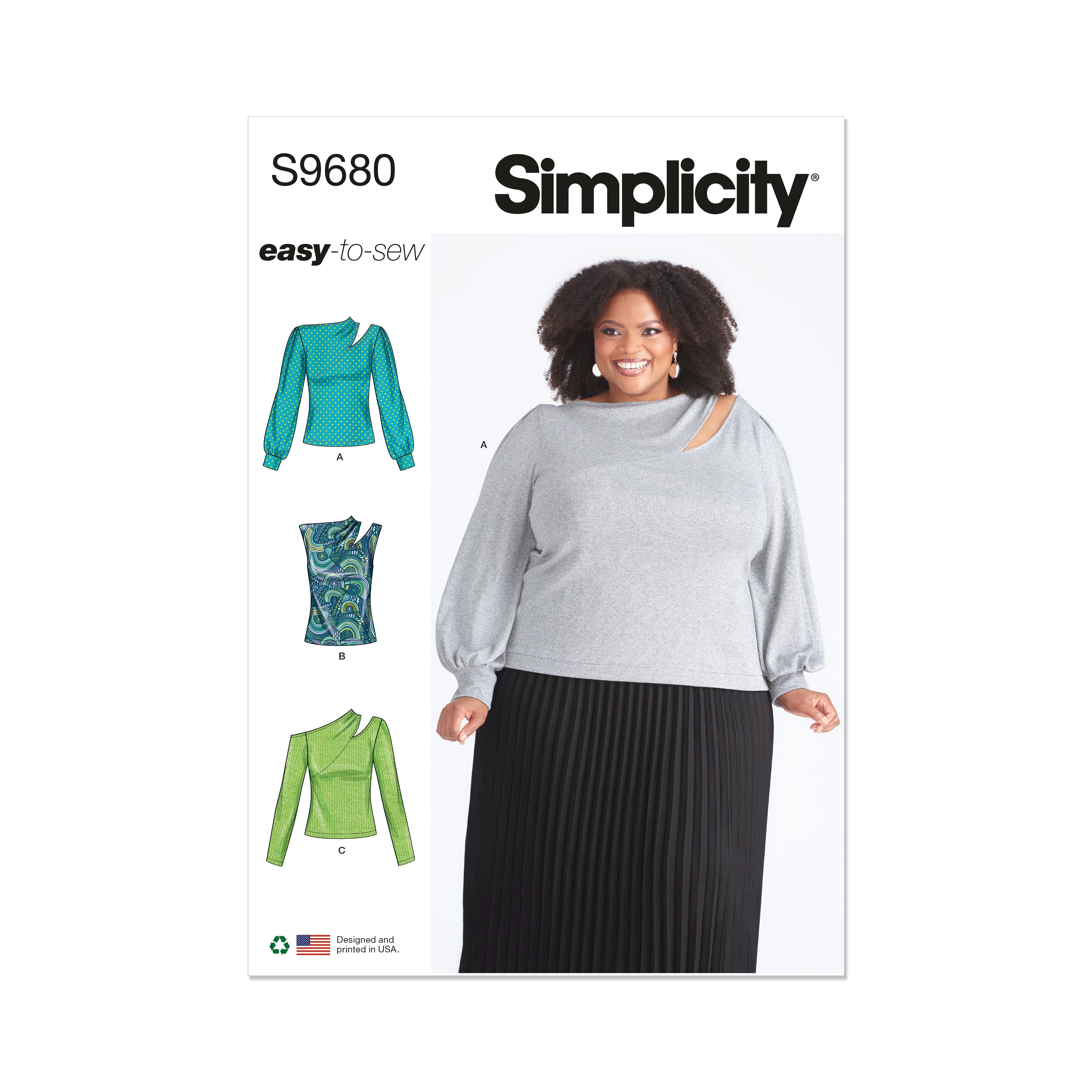 Simplicity pattern 9680 Women's Knit Top with Sleeve Variations from Jaycotts Sewing Supplies