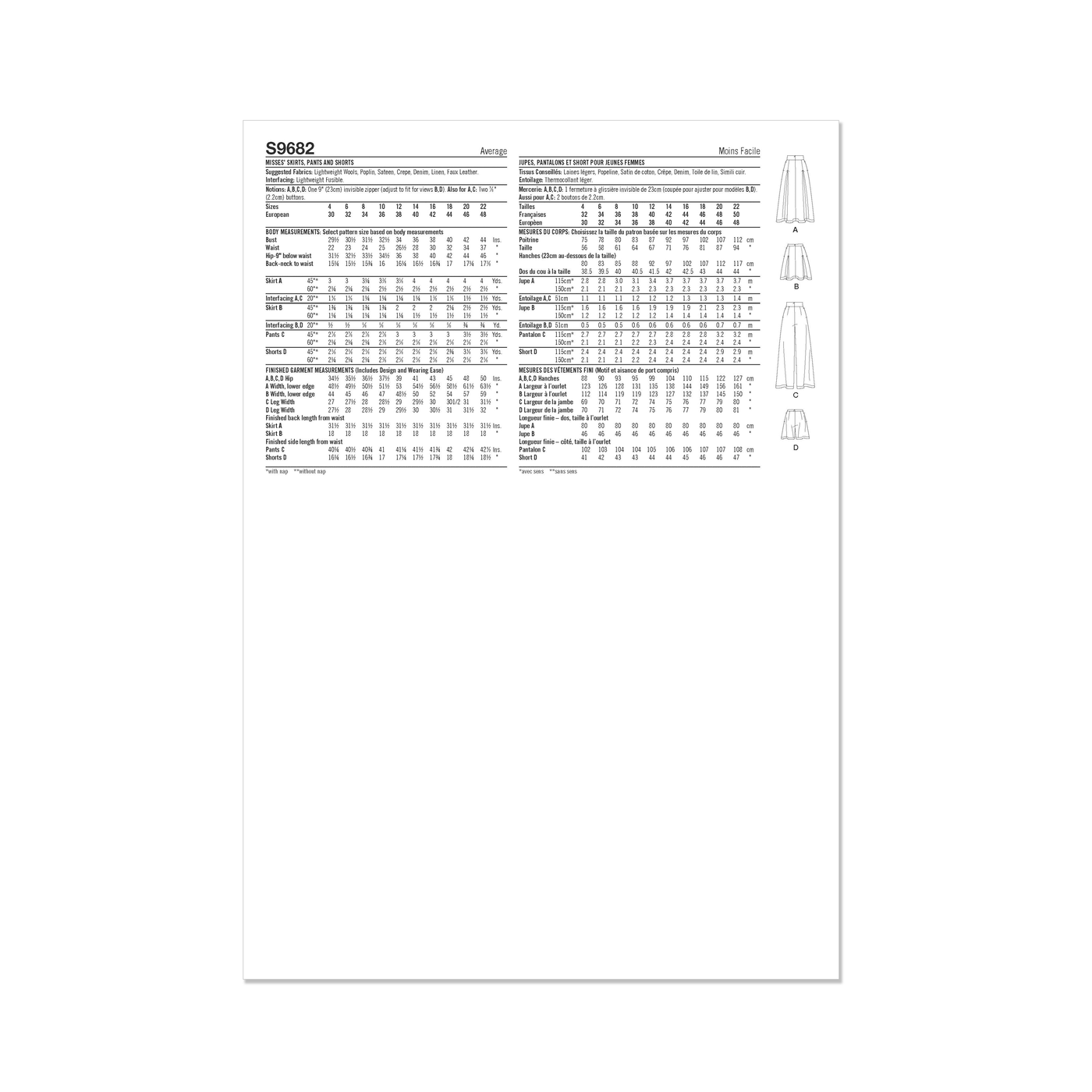 SIMPLICITY SEWING PATTERN S9892 MISSES JEANS visual data 4