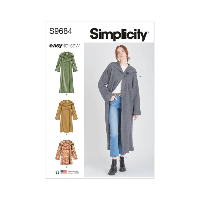 Simplicity pattern 9684 Misses' Hooded Coats and Jacket from Jaycotts Sewing Supplies