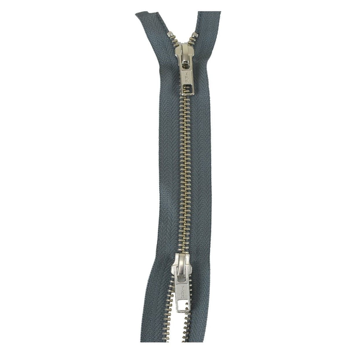 YKK Two Way Open End Zip with silver teeth - GREY from Jaycotts Sewing Supplies