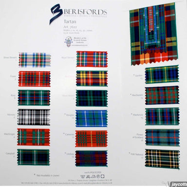 Berisfords Tartan Ribbon: Sample Card from Jaycotts Sewing Supplies