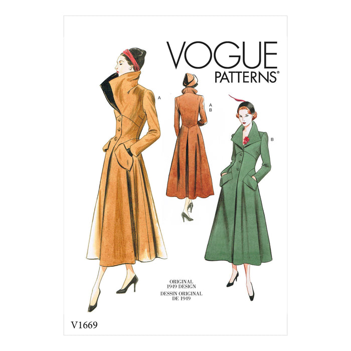 Vogue Sewing Pattern 1669 1940's coat | Vintage Vogue from Jaycotts Sewing Supplies