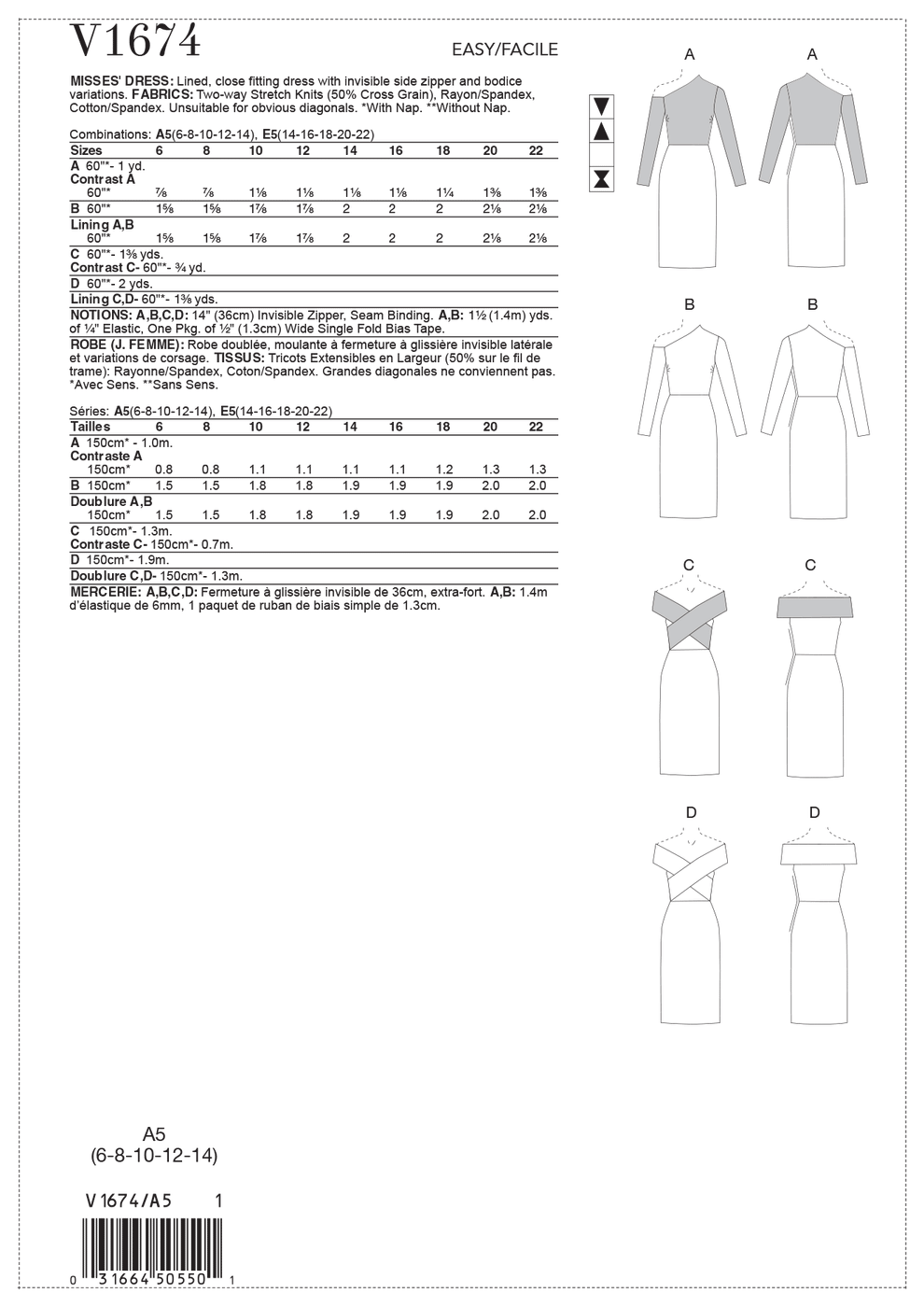 Shop Vogue sewing pattern 1674 | Misses' Dress — jaycotts.co.uk ...