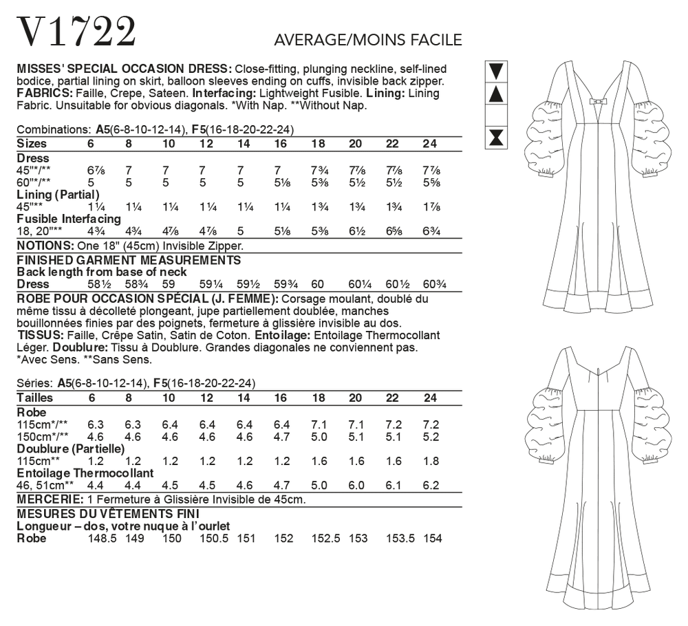 Vogue sewing pattern 1722 Special Occasion Dress | Nicola Finetti from Jaycotts Sewing Supplies