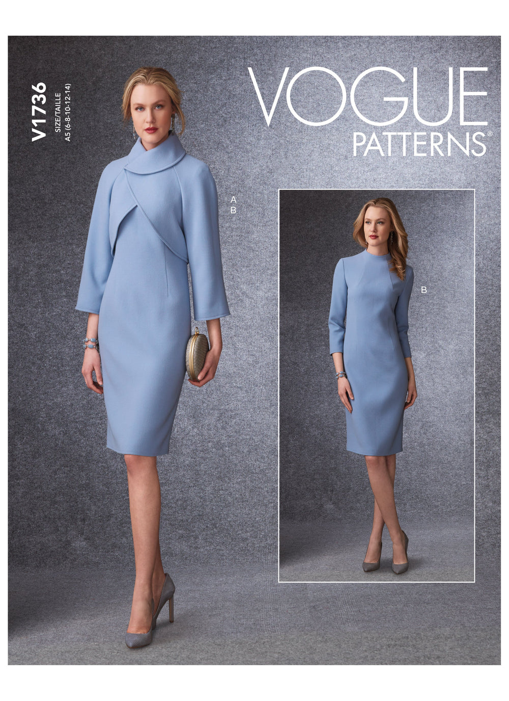 Vogue sewing pattern 1736 Lined Raglan-Sleeve Jacket and Funnel-Neck Dress from Jaycotts Sewing Supplies
