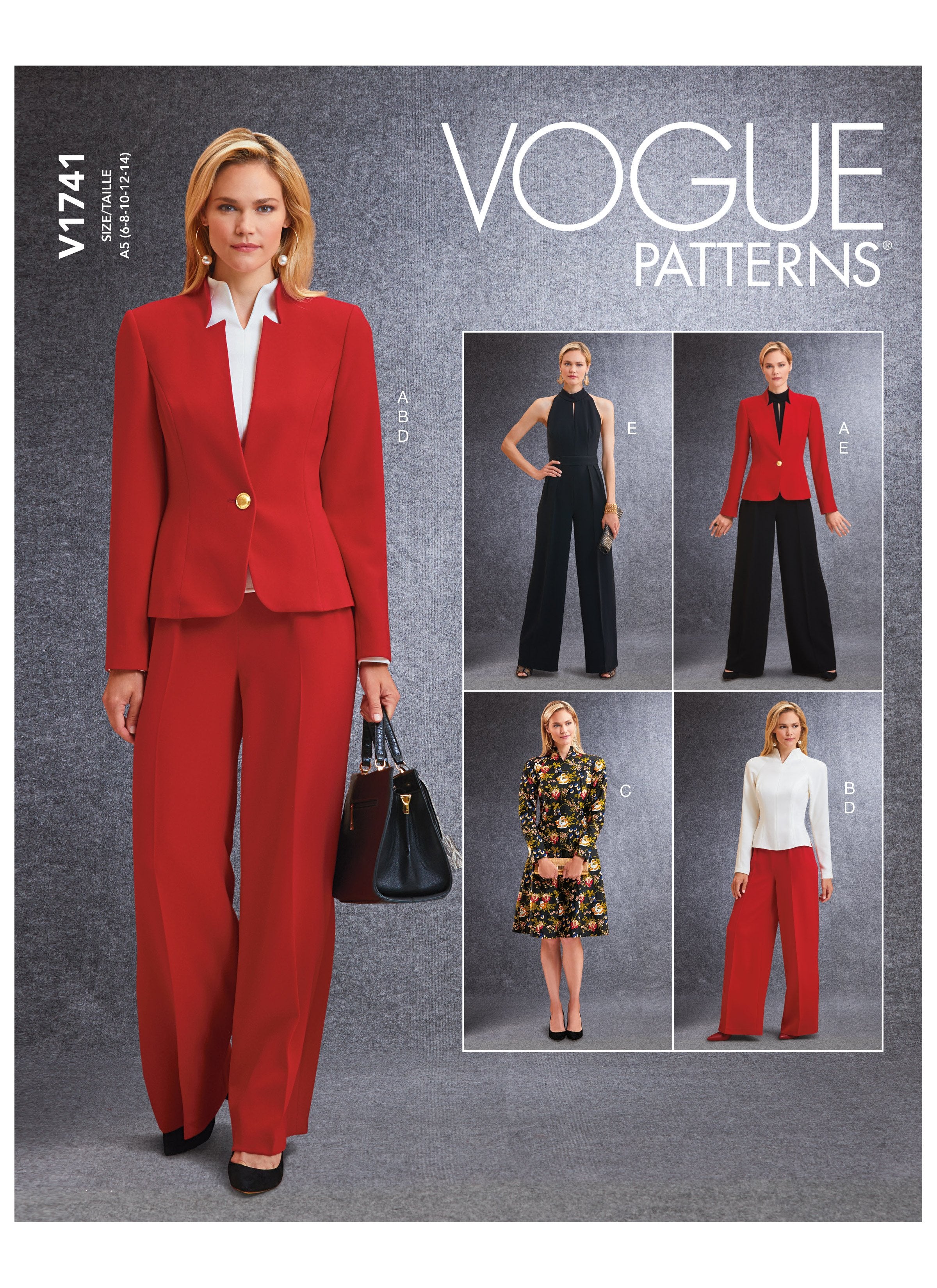Vogue sewing pattern 1741 Jacket, Top, Dress, Pants and Jumpsuit from Jaycotts Sewing Supplies