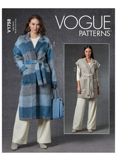 Vogue 1758 Vest, Jacket and Trousers Sewing Pattern from Jaycotts Sewing Supplies