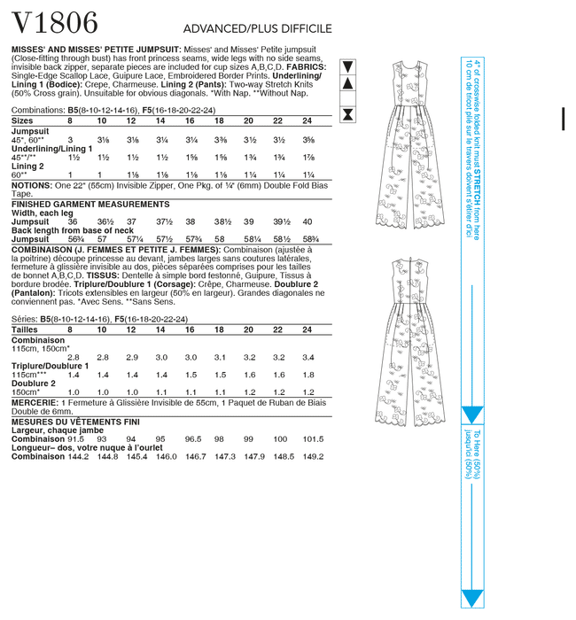 Vogue Sewing pattern 1806 Misses' and Misses' Petite Jumpsuit from Jaycotts Sewing Supplies