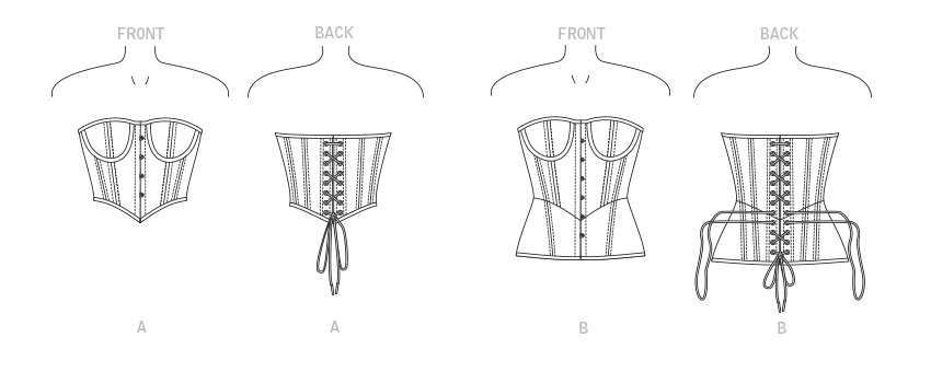 Vogue Sewing Pattern 1876 Misses' Corsets from Jaycotts Sewing Supplies