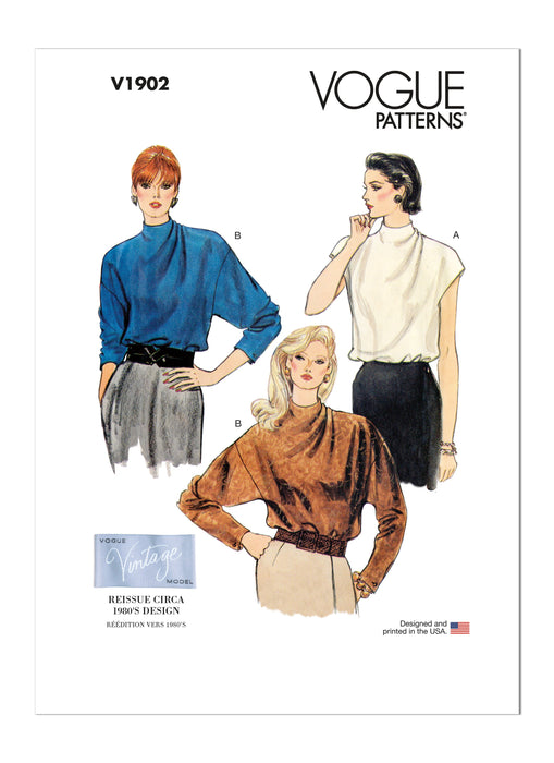 Vogue sewing pattern 1902 80's Blouse from Jaycotts Sewing Supplies