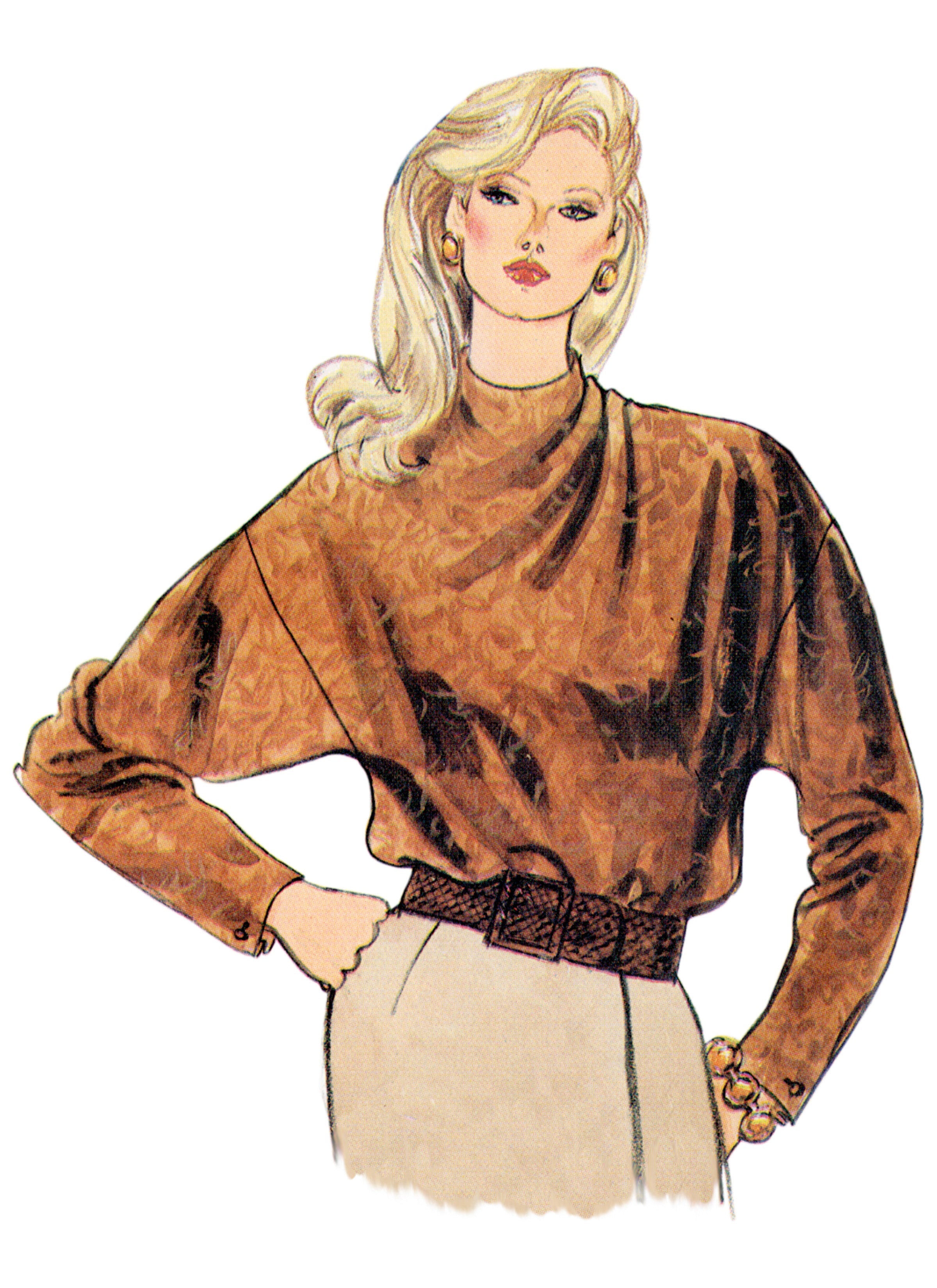 Vogue sewing pattern 1902 80's Blouse from Jaycotts Sewing Supplies