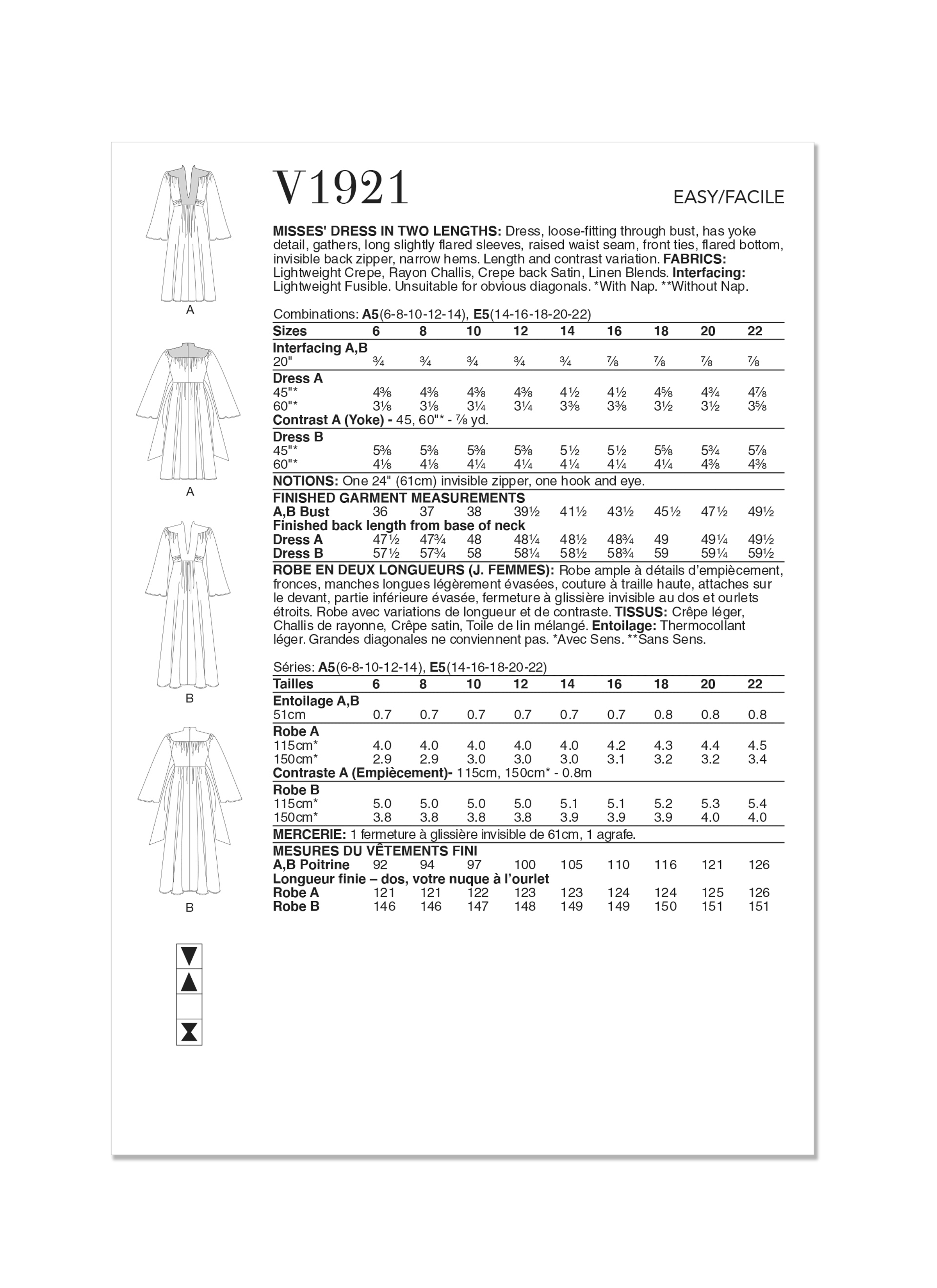 Vogue Sewing Pattern 1921 Dress in Two Lengths from Jaycotts Sewing Supplies