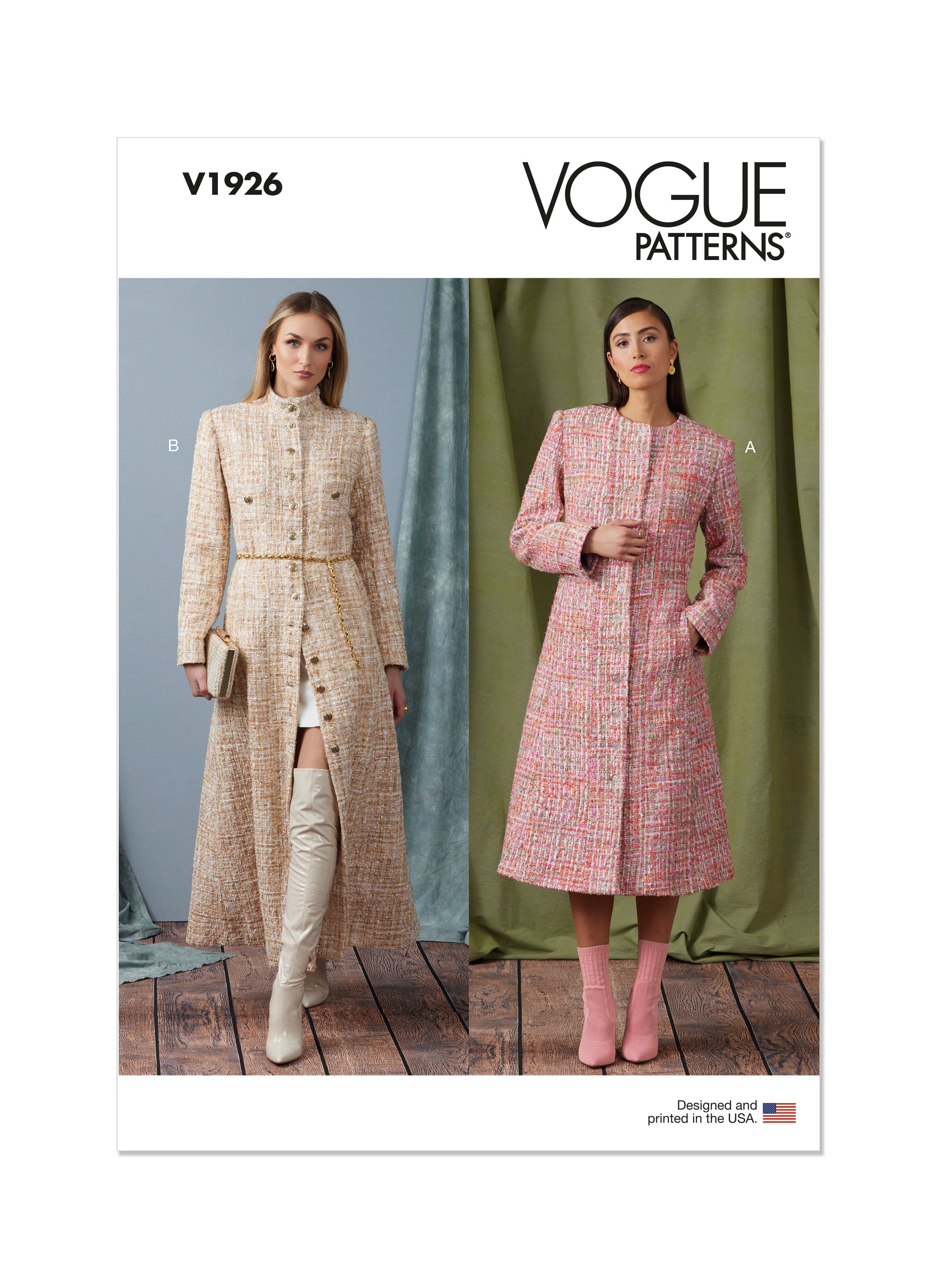 Vogue Sewing Pattern 1926 Coat with length and Collar Variations from Jaycotts Sewing Supplies