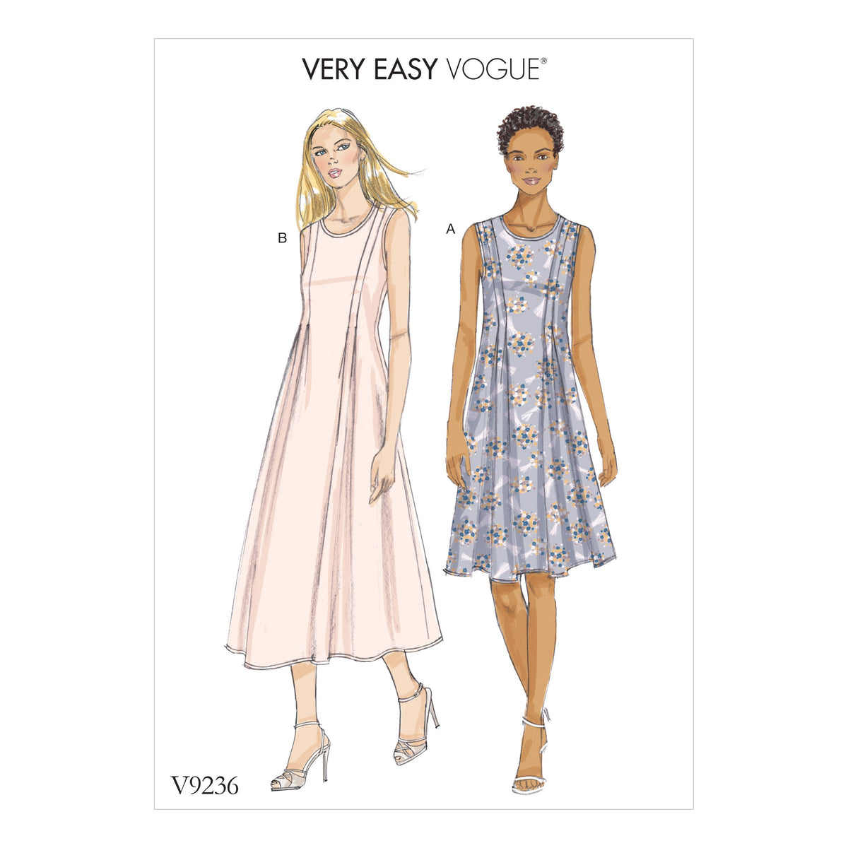 Vogue 9236 Released-Pleat Fit-and-Flare Dresses Pattern — jaycotts.co ...