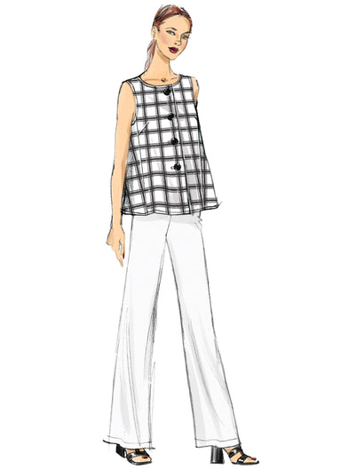 Vogue Pattern 9258 Misses' Sleeveless Tops with Pull-On Pants from Jaycotts Sewing Supplies